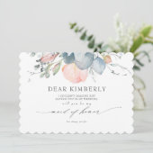 桃の花ほこりっぽいブルービーミーメイド・オブ・オーナー(花嫁付き添い人) 招待状 (スタンド正面)