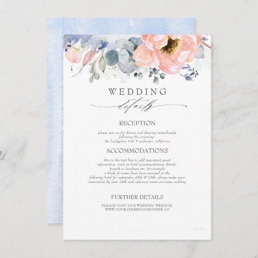 桃の花ほこりっぽい結婚ブルーの情報 エンクロージャーカード (正面/裏面)