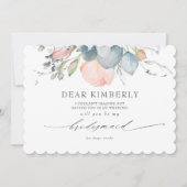 桃の花ほこりっぽい青の私の花嫁付き合い提案 招待状 (正面)