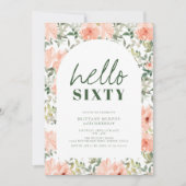 桃の花アーチエレガントヴィンテージ60誕生日 招待状 (正面)