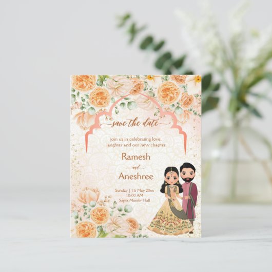 桃の花インディアンカップルの日付を保存 (スタンド正面)