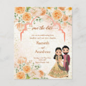 桃の花インディアンカップルの日付を保存 (正面)