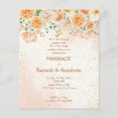 桃の花インディアンカップル結婚式の招待テンプラ (裏面)