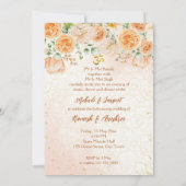 桃の花インディアンカップルmhndi sangeet招待状 招待状 (裏面)