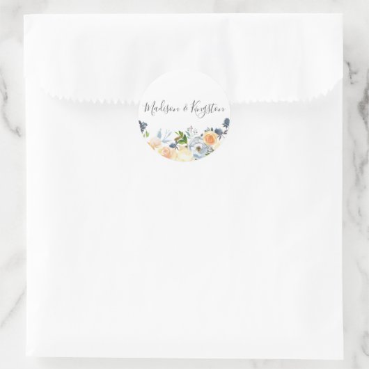 桃の花エレガントな結婚式の好意 ラウンドシール (バッグ)