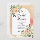 桃の花ソフトテラコッタアーチブライダルシャワー 招待状 (正面)