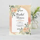 桃の花ソフトテラコッタアーチブライダルシャワー 招待状 (スタンド正面)