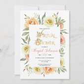 桃の花バーチャルベビーまたはブライダルシャワー 招待状 (正面)