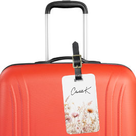 桃の花ピンクのベージュのモノグラム ラゲッジタグ