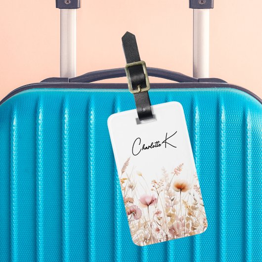 桃の花ピンクのベージュのモノグラム ラゲッジタグ