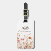 桃の花ピンクのベージュのモノグラム ラゲッジタグ (正面縦)