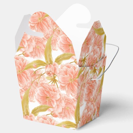 桃の花フローラ水彩画パターン(の模様が)ある フェイバーボックス (オープン)