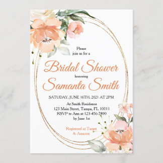 桃の花ブライダルシャワー招待 招待状