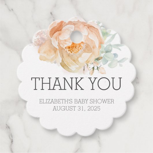 桃の花ベビーシャワーありがとう フェイバータグ (正面)