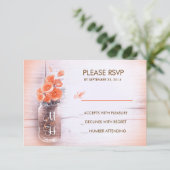 桃の花メイスンジャー結婚式RSVPカード 出欠カード (スタンド正面)