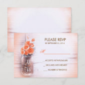 桃の花メイスンジャー結婚式RSVPカード 出欠カード (正面/裏面)