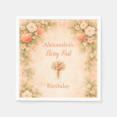 桃の花園 初めての誕生日 1歳の誕生日 スタンダードカクテルナプキン (正面)