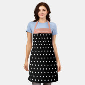 桃の花嫁メイド白黒水玉模様名 エプロン (着用した状態)