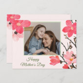 桃の花幸せな母の日の写真カード ポストカード (正面/裏面)