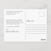 桃の花束結婚式の日付を保存 ポストカード (裏面)