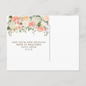 桃の花模様モダンのブライダルシャワー インビテーションポストカード (裏面)