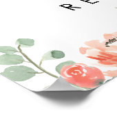 桃の花模様結婚の緑の看板ポスター ポスター (角)