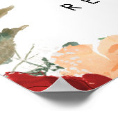 桃の花模様結婚の緑の看板ポスター ポスター (角)