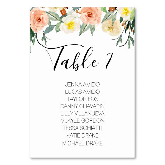 桃の花結婚の座席表カード テーブルナンバー (裏面)