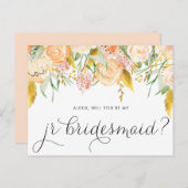 桃の花金ゴールドは私のJrブライドメイド インビテーションポストカード (正面/裏面)