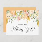 桃の花金ゴールドは花ガールカード インビテーションポストカード (正面/裏面)