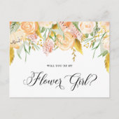 桃の花金ゴールドは花ガールカード インビテーションポストカード (正面)