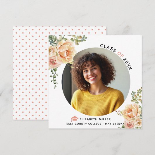 桃の花2025年クラス卒業写真 案内状 (正面/裏面)