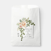 桃の花、アーチおよびモノグラム春の結婚式 フェイバーバッグ (正面)