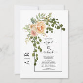 桃の花、アーチおよびモノグラム春の結婚式 招待状 (正面)