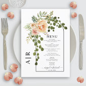 桃の花、アーチおよびモノグラム秋の結婚式 メニュー