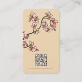 桃の花 ピンクの優雅な花 春の花 名刺 (裏面)