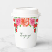 桃の花 ピンクの芍薬 ブライダル ブランシュ 紙コップ (正面)