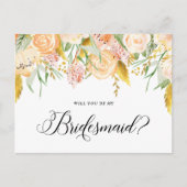 桃の花 |フローラは私の花嫁のメイドになる インビテーションポストカード (正面)