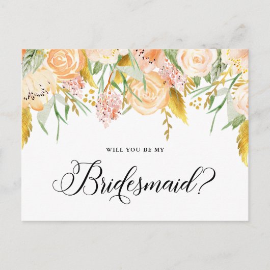 桃の花 |フローラは私の花嫁のメイドになる インビテーションポストカード (正面)