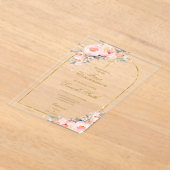 桃の花 フローラルバプテスマ アクリル招待状 (レイダウン)