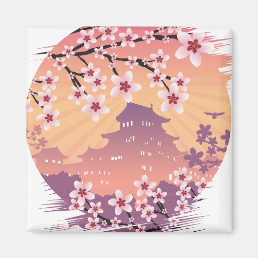 桃の花 マグネット (正面)