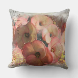 桃の花 ミックスメディア クッション
