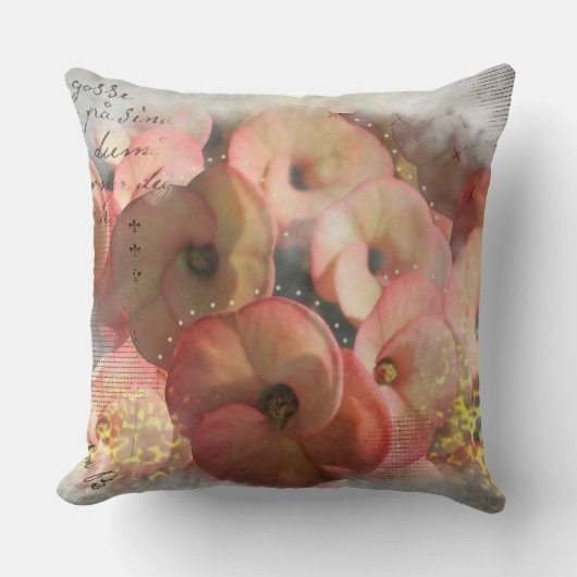 桃の花 ミックスメディア クッション (正面)