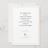 桃の花、写真秋の結婚式付きアーチ サンキューカード (裏面)