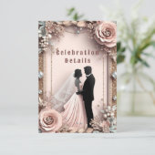 🌸 桃の花 春の結婚式 ✨ エンクロージャーカード (スタンド正面)