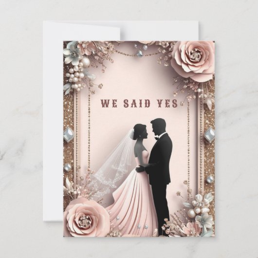 🌸 桃の花 春の結婚式 ✨ 出欠カード (正面)