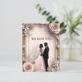 🌸 桃の花 春の結婚式 ✨ 出欠カード (スタンド正面)