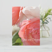 桃の花 白いバラ 花のデザイン 50歳の誕生日 招待状 (スタンド正面)