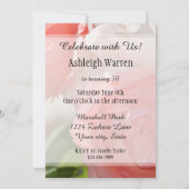 桃の花 白いバラ 花のデザイン 50歳の誕生日 招待状 (裏面)