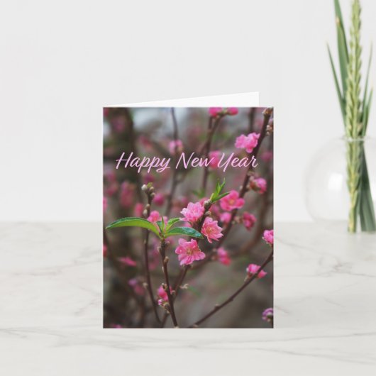 桃の花 花道 新年 春のタイ カード (正面)